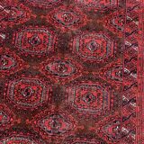 Vintage Uzbek Handmade Bukhara Rug, 4.5' x 5.10' (137cm x 181cm), 1960s