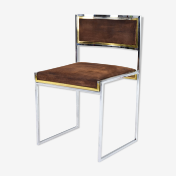 Chaise en chrome, laiton, années 70
