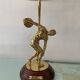 Vintage Peris Andreu lamp in bronze and wood from the 1970s.