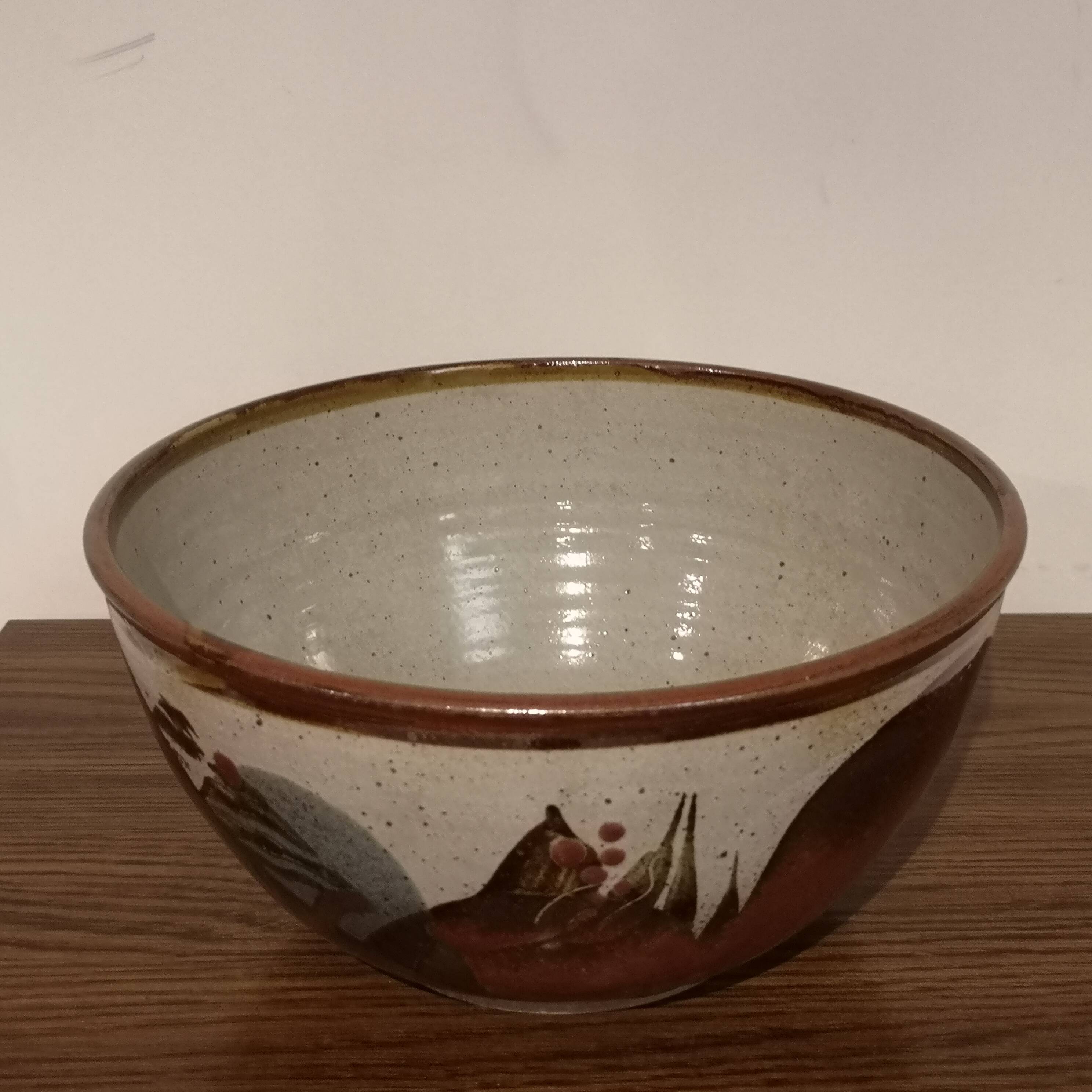 Saladier plat gres emaillé poterie deseur vintage