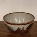 Saladier plat gres emaillé poterie deseur vintage