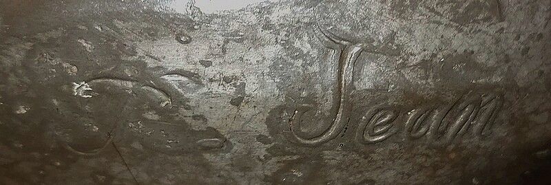 Pewter vase, "Young woman picking a water lily", signed P. Jean, Art Nouveau early twentieth century