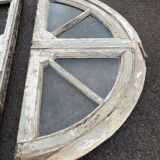 Set of 2: old half-moon wooden transom window