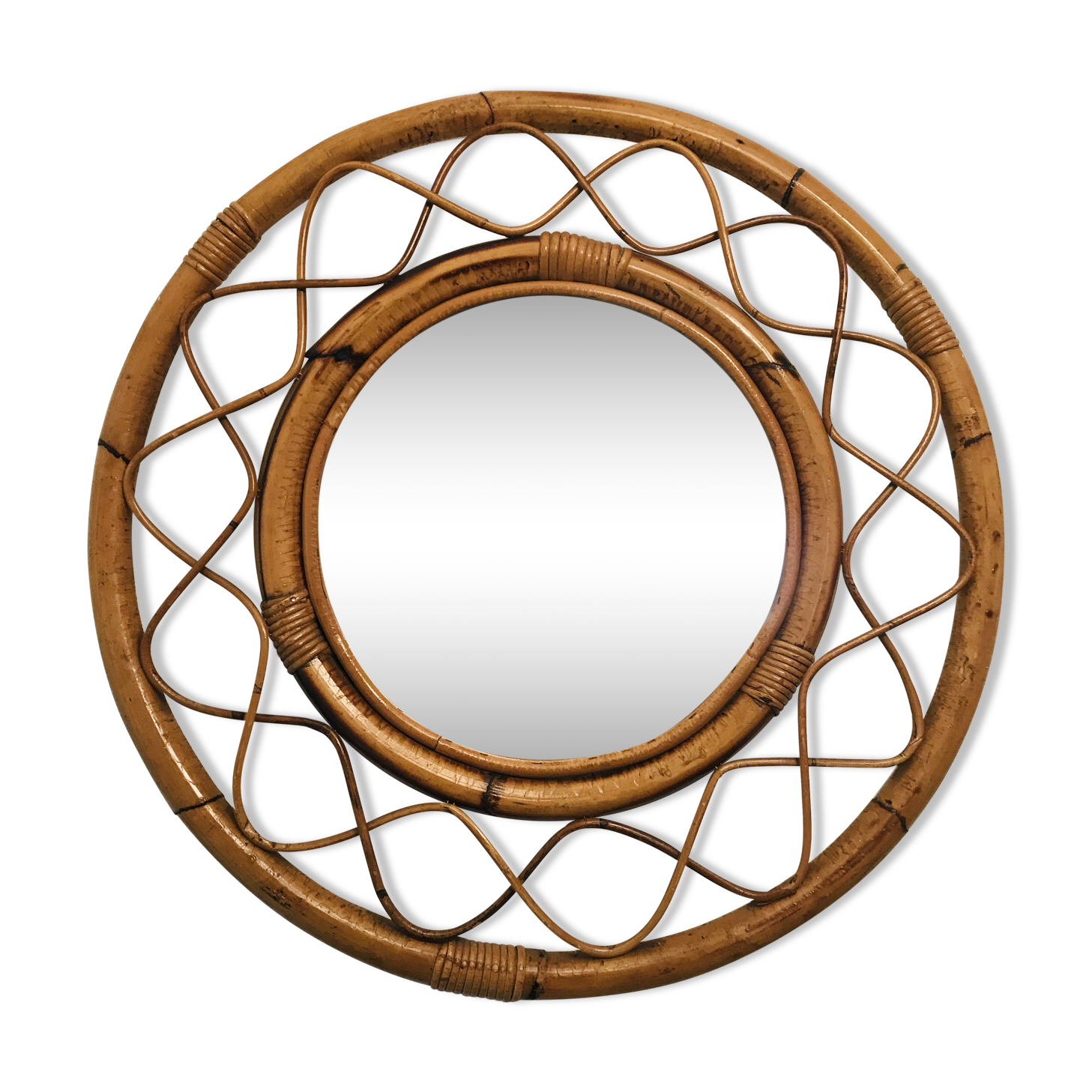 Miroir rotin, 70 cm