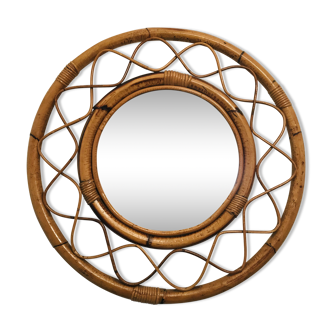 Rattan mirror, 70 cm