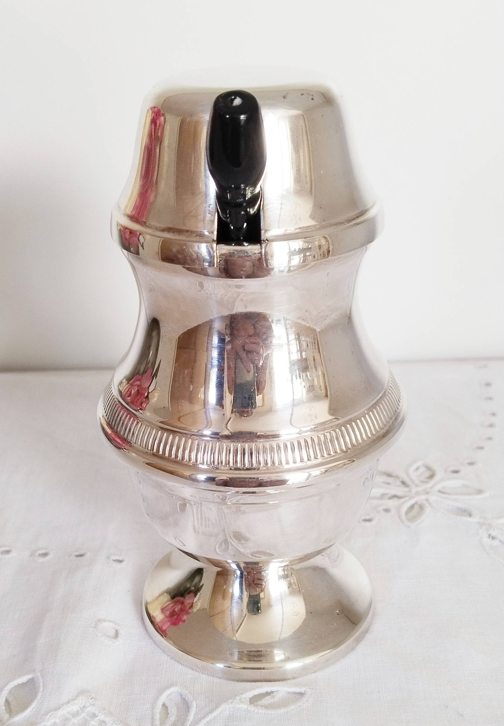 Mustard pot, jam pot, jam jar, sugar bowl, in silver metal