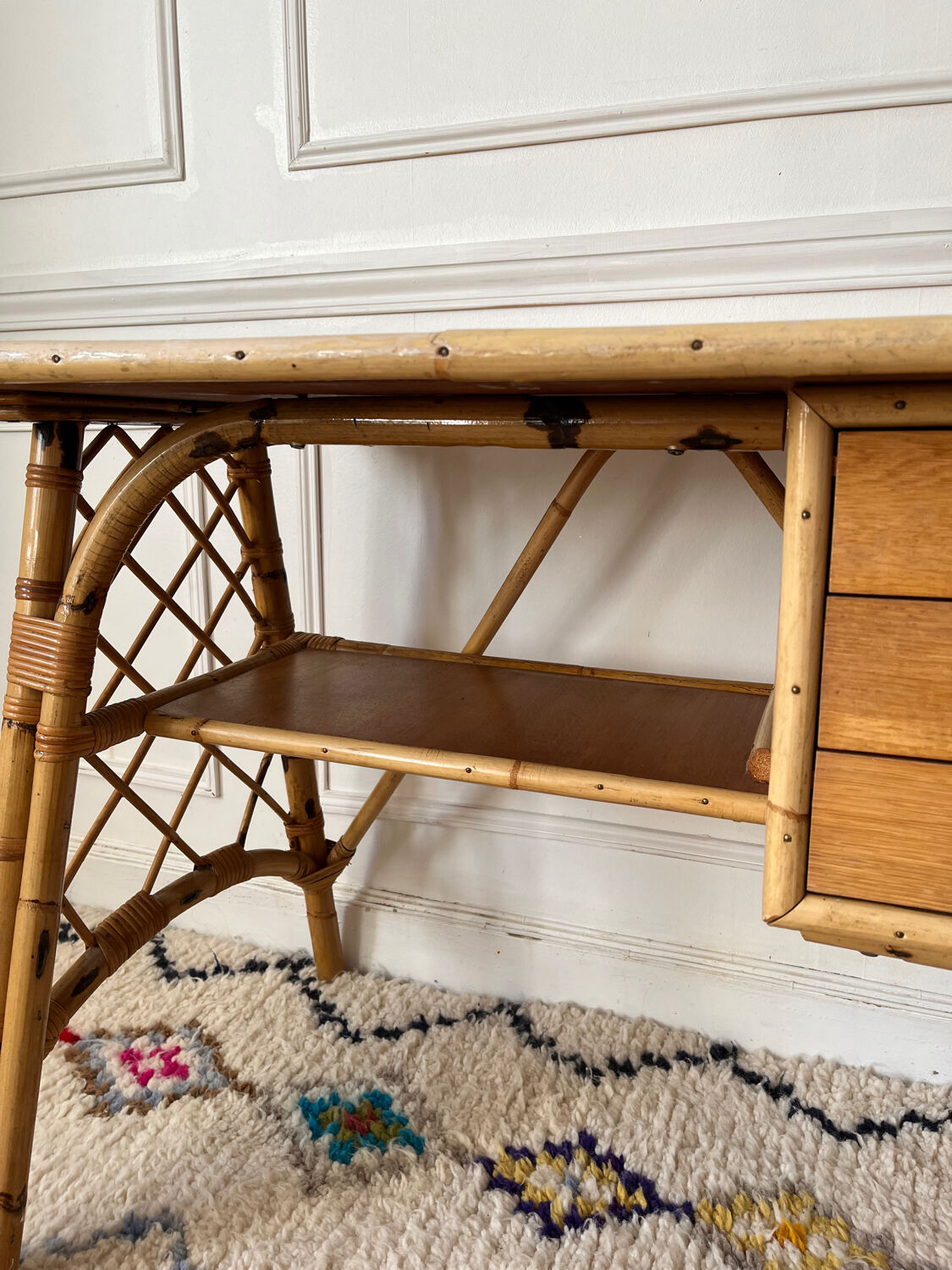 Vintage rattan desk