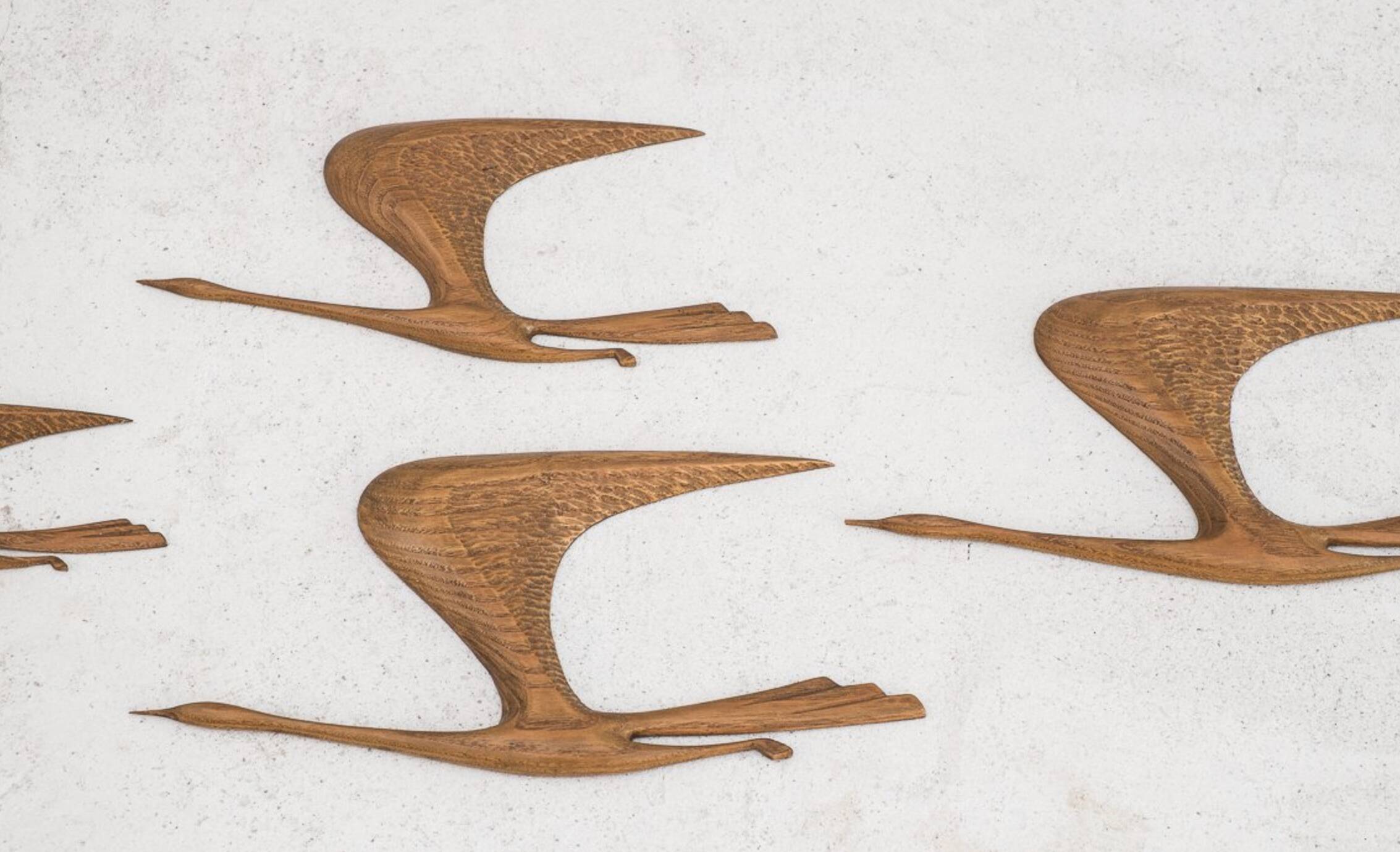 Flying Birds Mid-Century teak by Kunsthaus E. Oelker, 1960s, Set of 5