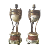 Pair of Athenian lamps in marble and bronze