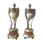 Pair of Athenian lamps in marble and bronze
