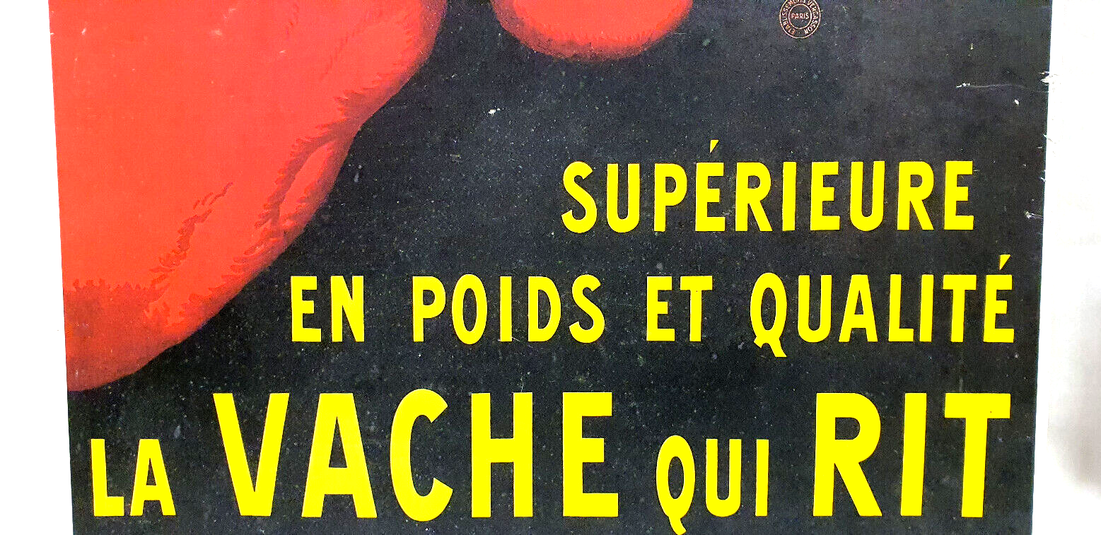 ancienne affiche 46x66 cartonné publicitaire vache qui rit benjamin rabier édition clouet