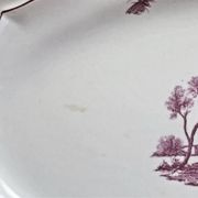 Old oblong oval dish 41.5 x 27 Gien model landscape pink 1938/1960