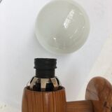 Modernist wall lamp in pine and opaline