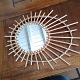 Oval rattan sun mirror