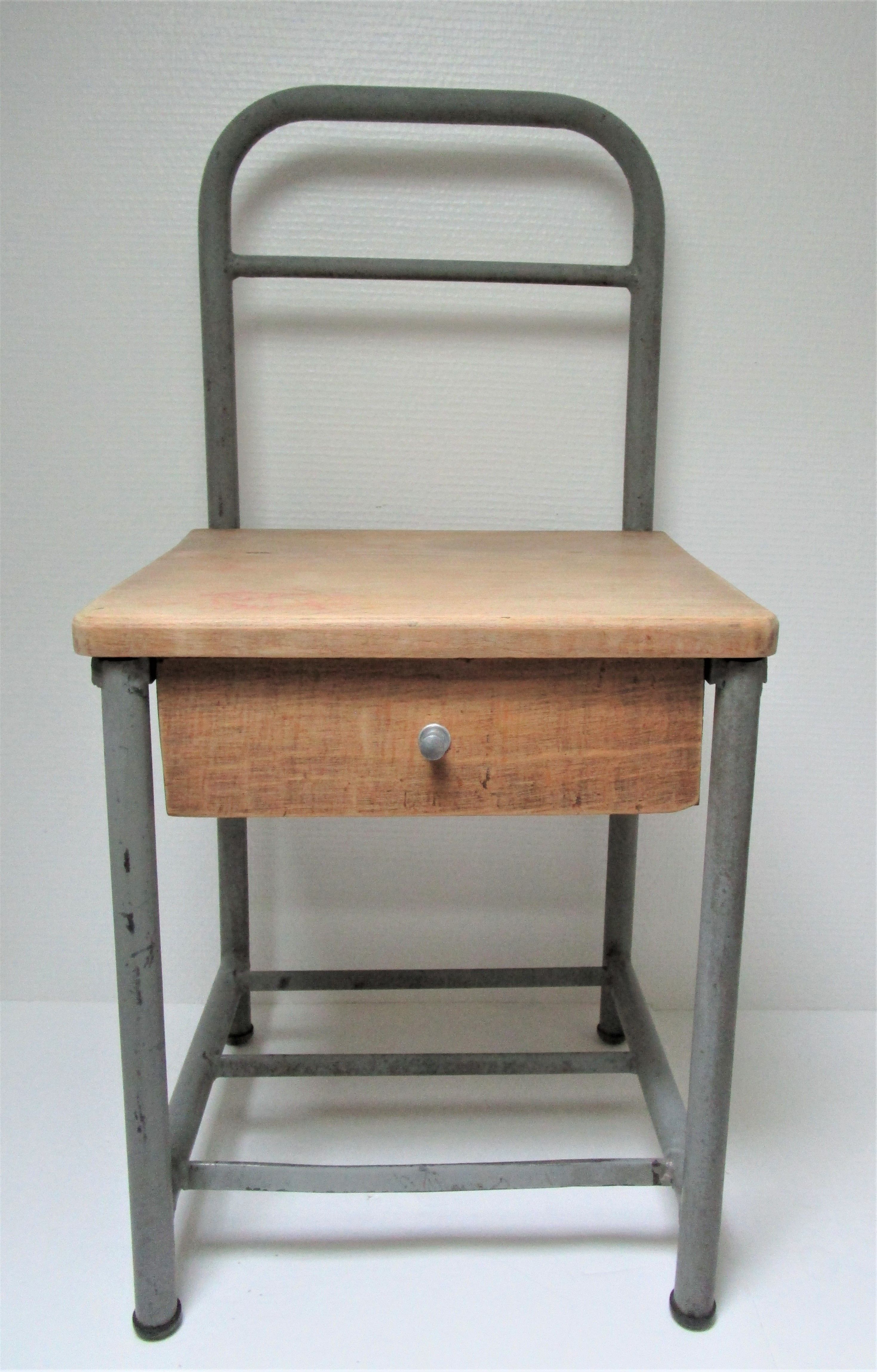 Bedside of boarding school wood vintage metal 50 s