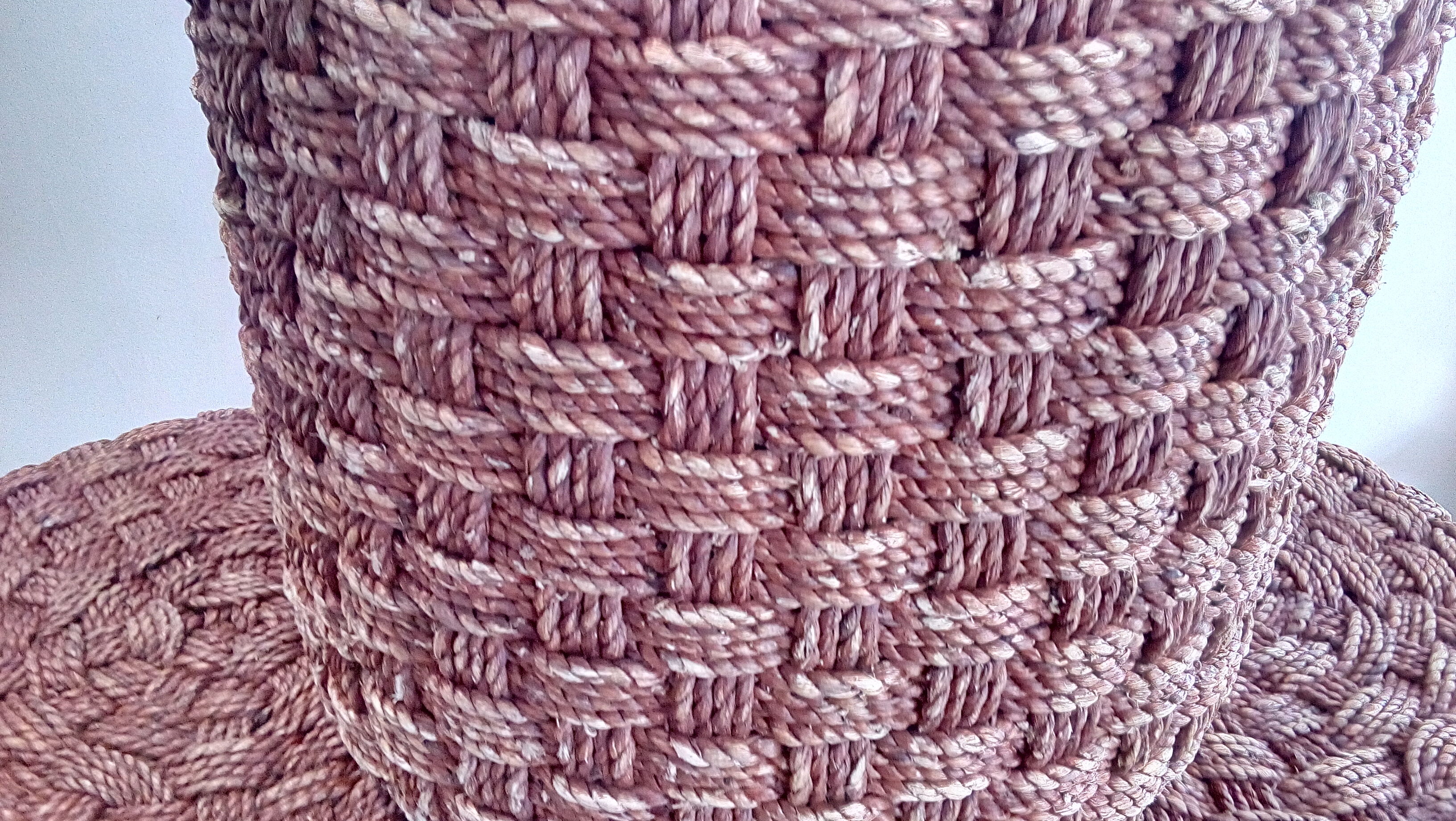 Vintage stool pouf in braided rope