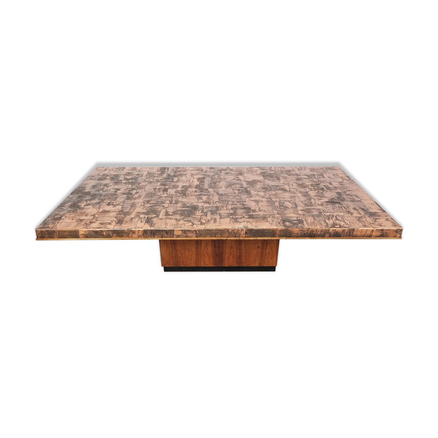 Vintage copper plated brutalist coffee table, 1970s