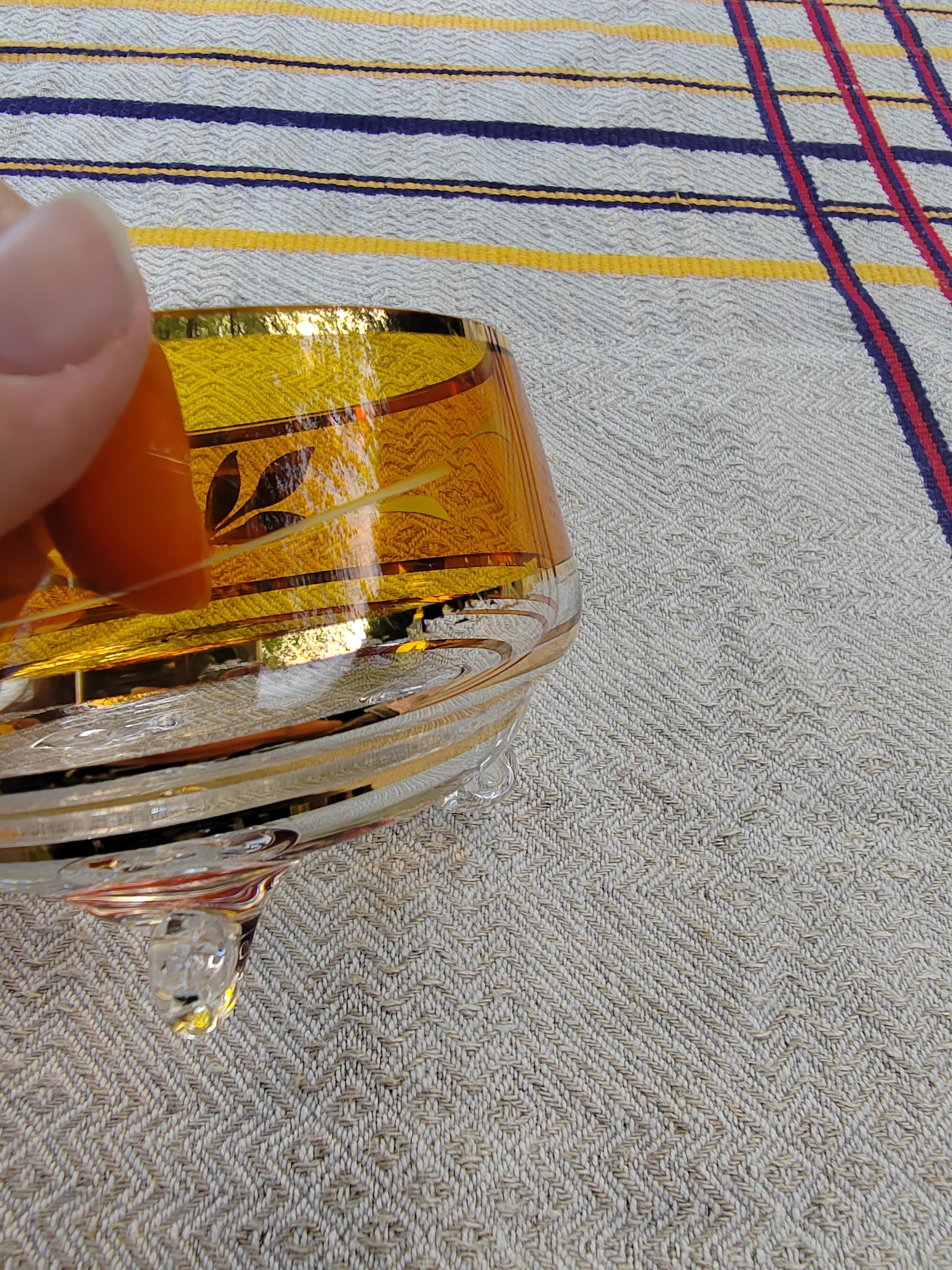 Pair of crystal stemmed bowls