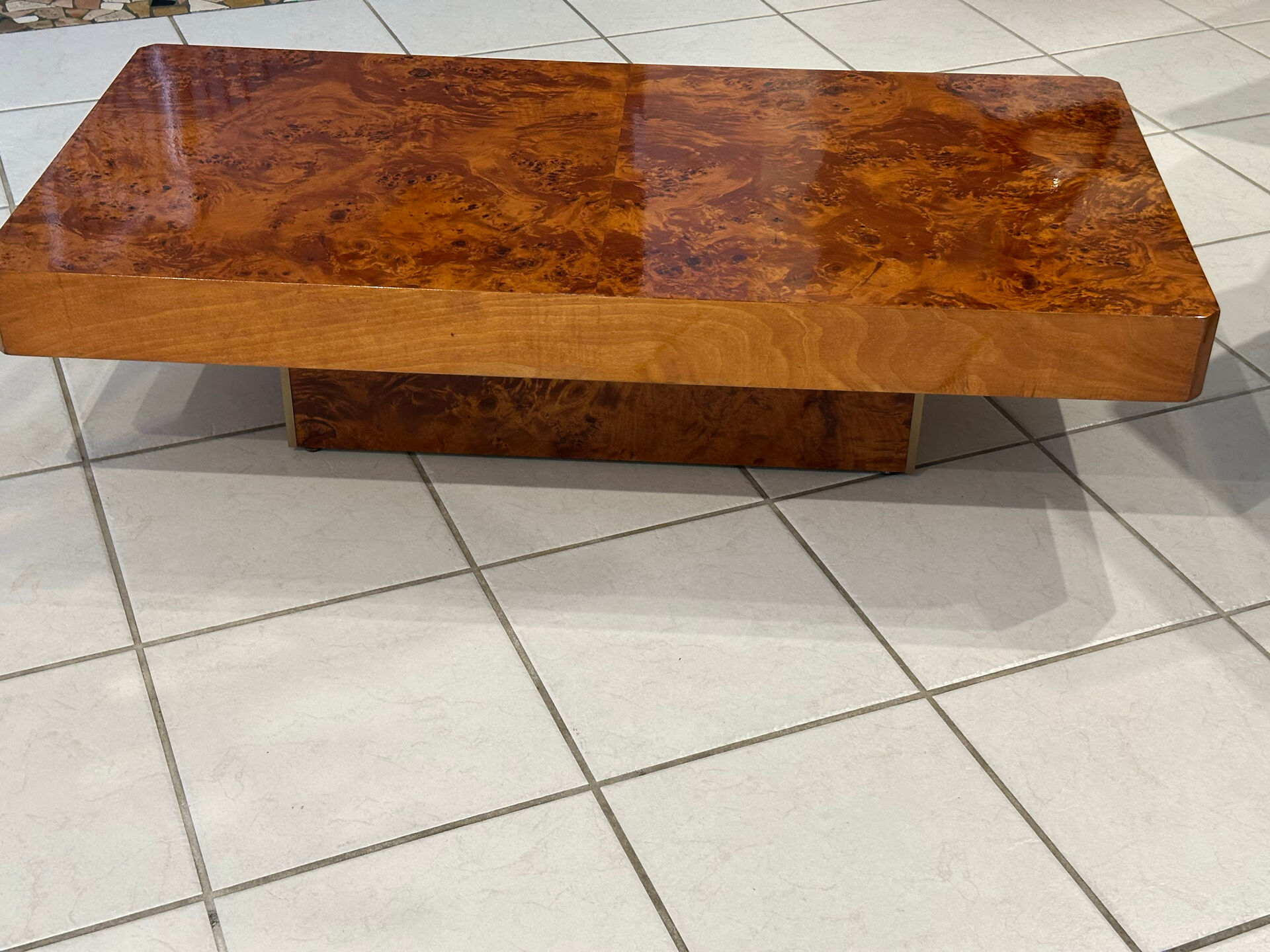 Vintage 1970s Elm Burl Coffee Table