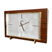 Horloge bois verre et laiton moderniste ouest Allemande 1960