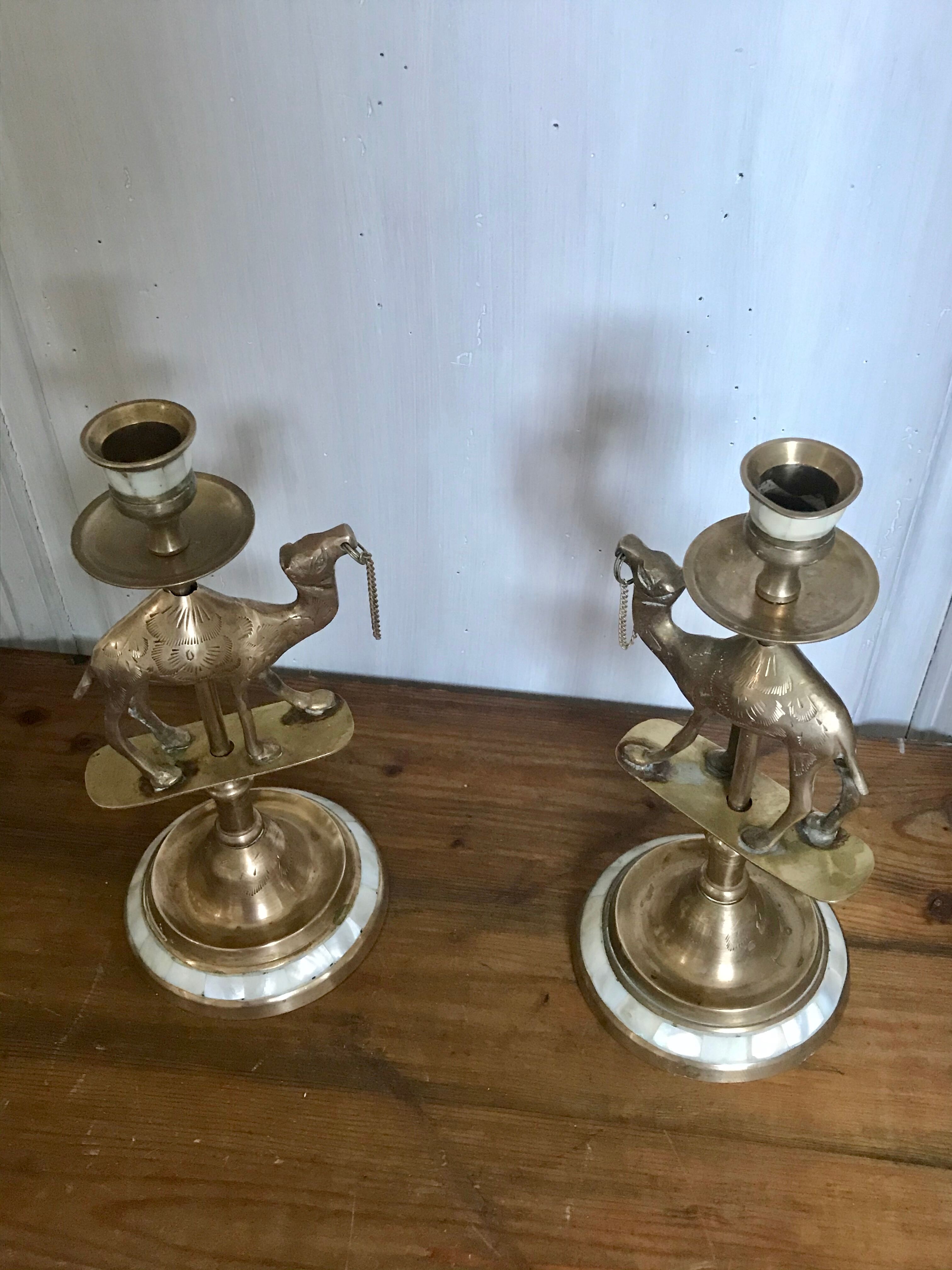 Pair of brass candlesticks