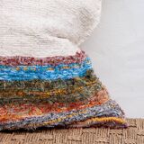 Housse de coussin artisanale en coton recyclé tissé main