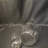 Crystal wine carafe with pewter decor and 20th century tasting stopper