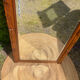 Antique large trumeau mirror in solid wood and bevelled glass.