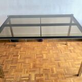Glass and chrome metal dining table