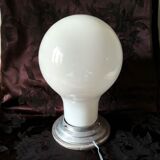 Table lamp, large white opaline in the shape of a light bulb