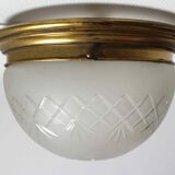 Plafonnier en cristal sablé ciselé style Napoléon III