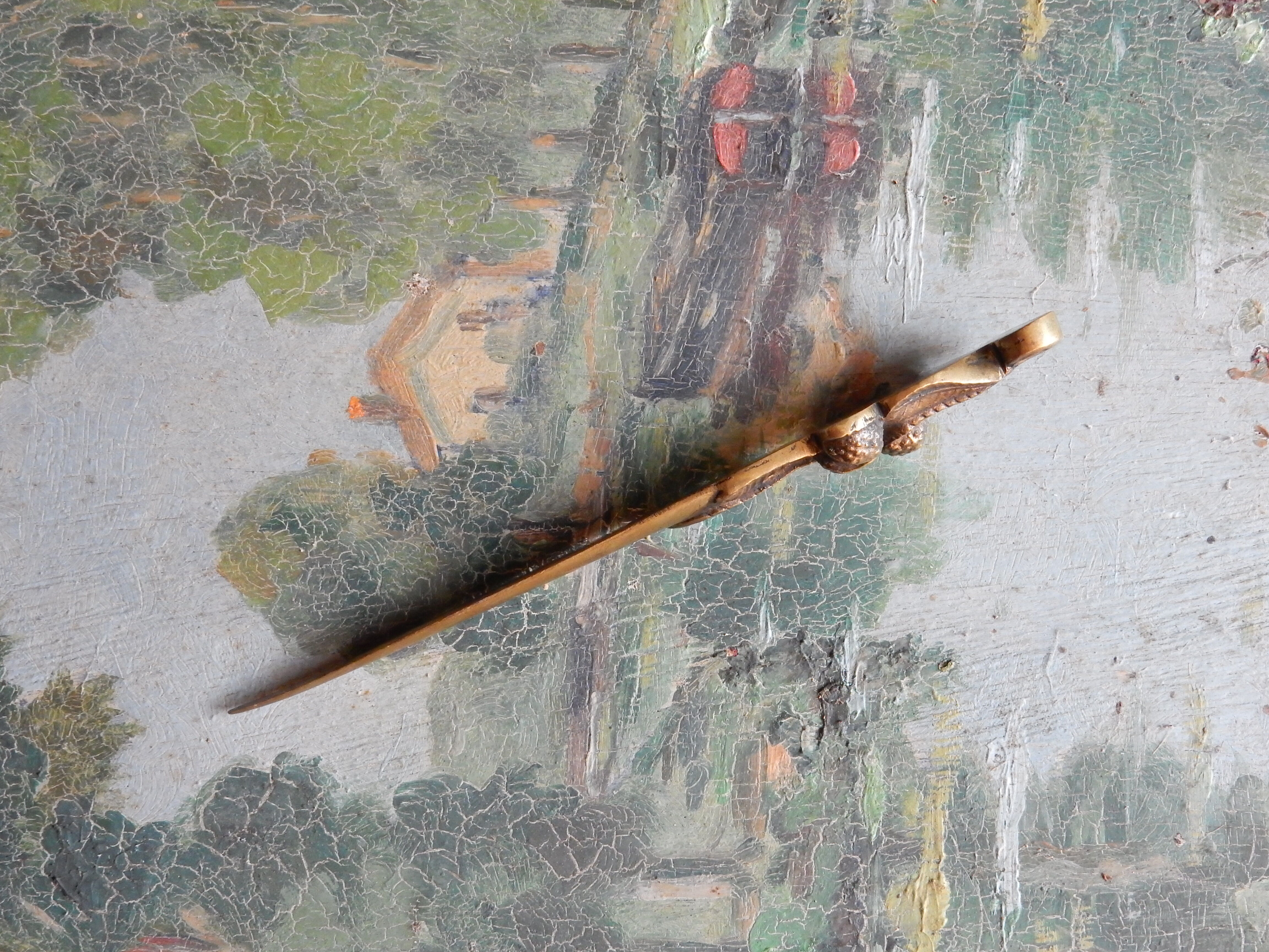 Art Nouveau brass paper cutter