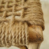 Tabouret bambou et corde artisanal vintage