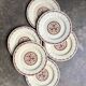 6 Gien dessert plates in ecru and brown ironstone