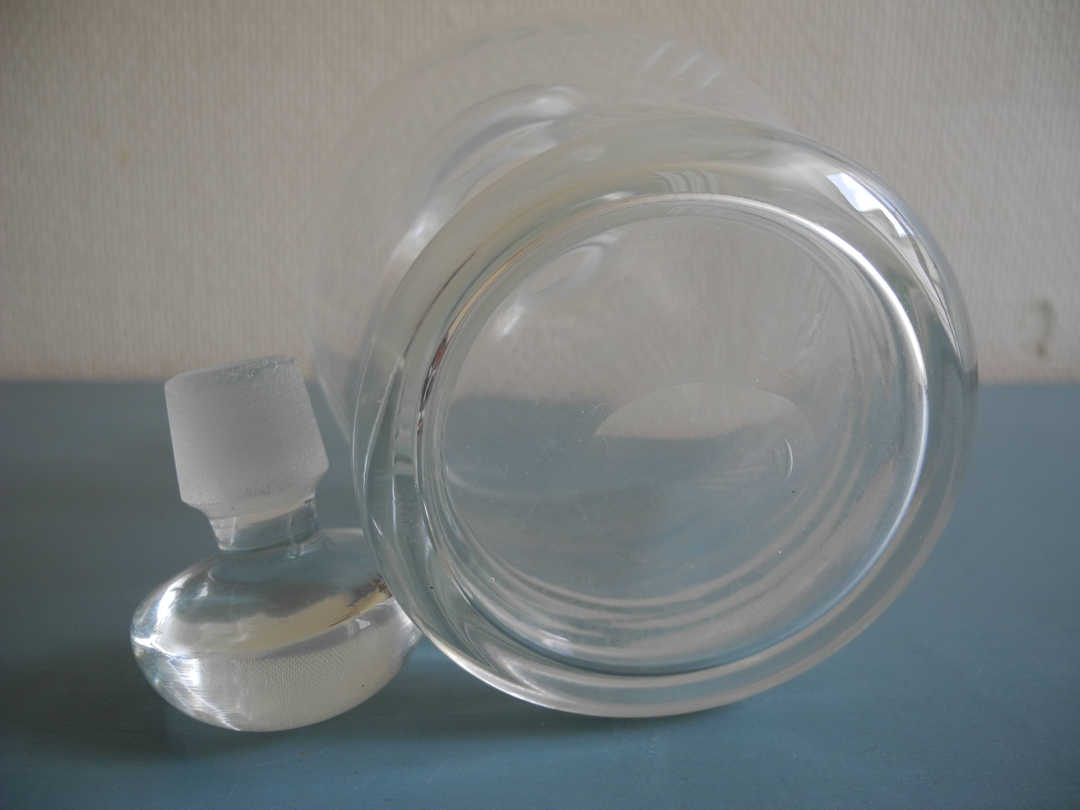 antique blown glass carafe engraved art table vintage blown glass carafe