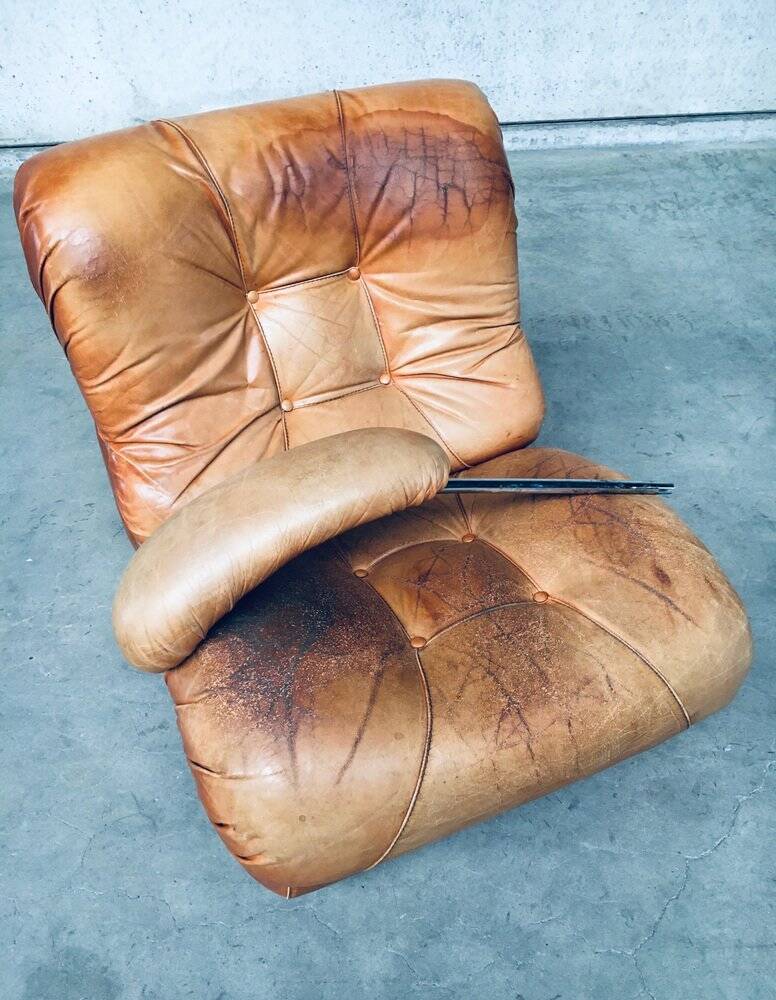 Mid-Century Modern Italian Leather Sectional Sofa by Ipe, Italy, 1970s, Set of 5