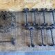 Service Table Table Mat + 8 Antique Black Wrought Iron Knife Holders