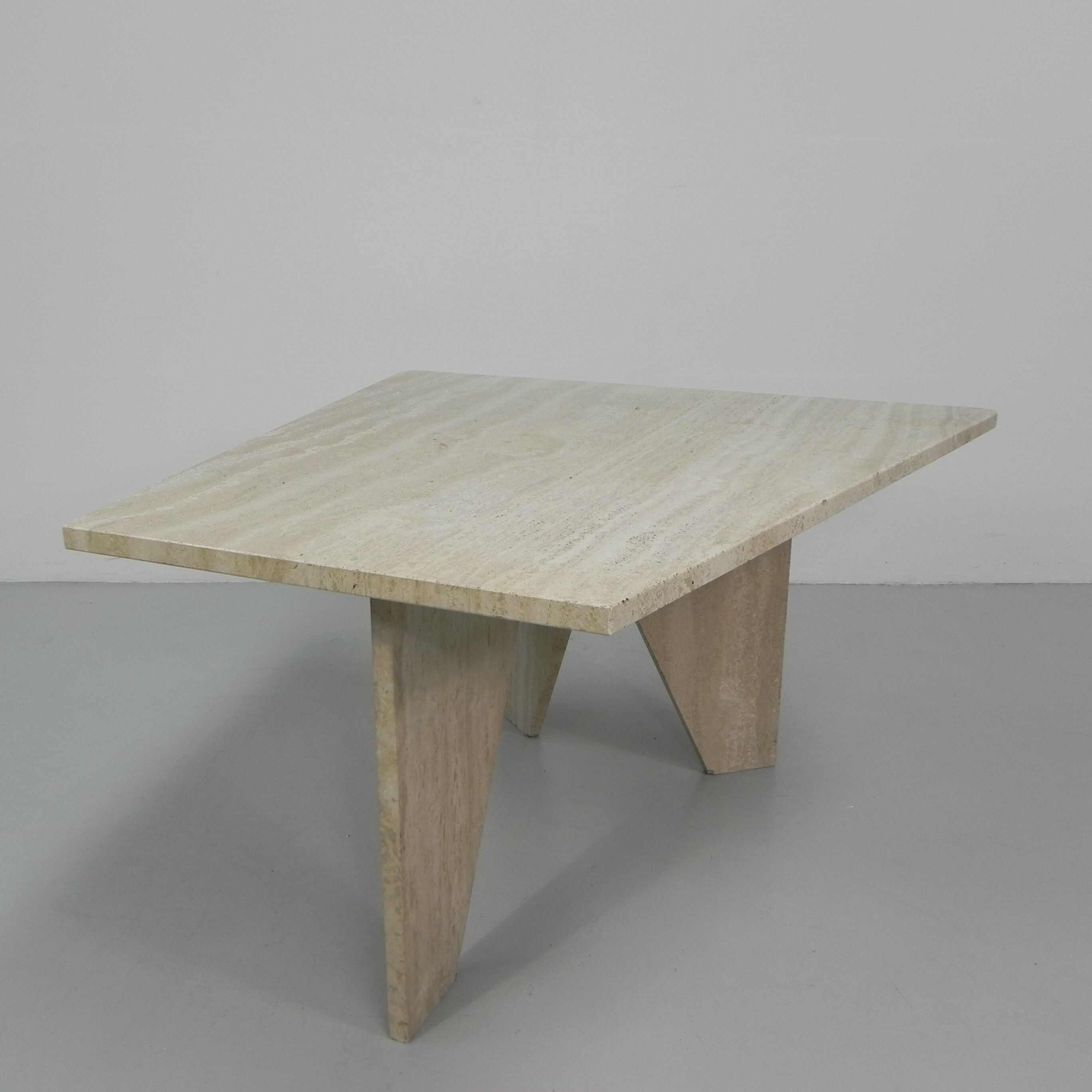 Travertine dining table, 130 x 129 cm