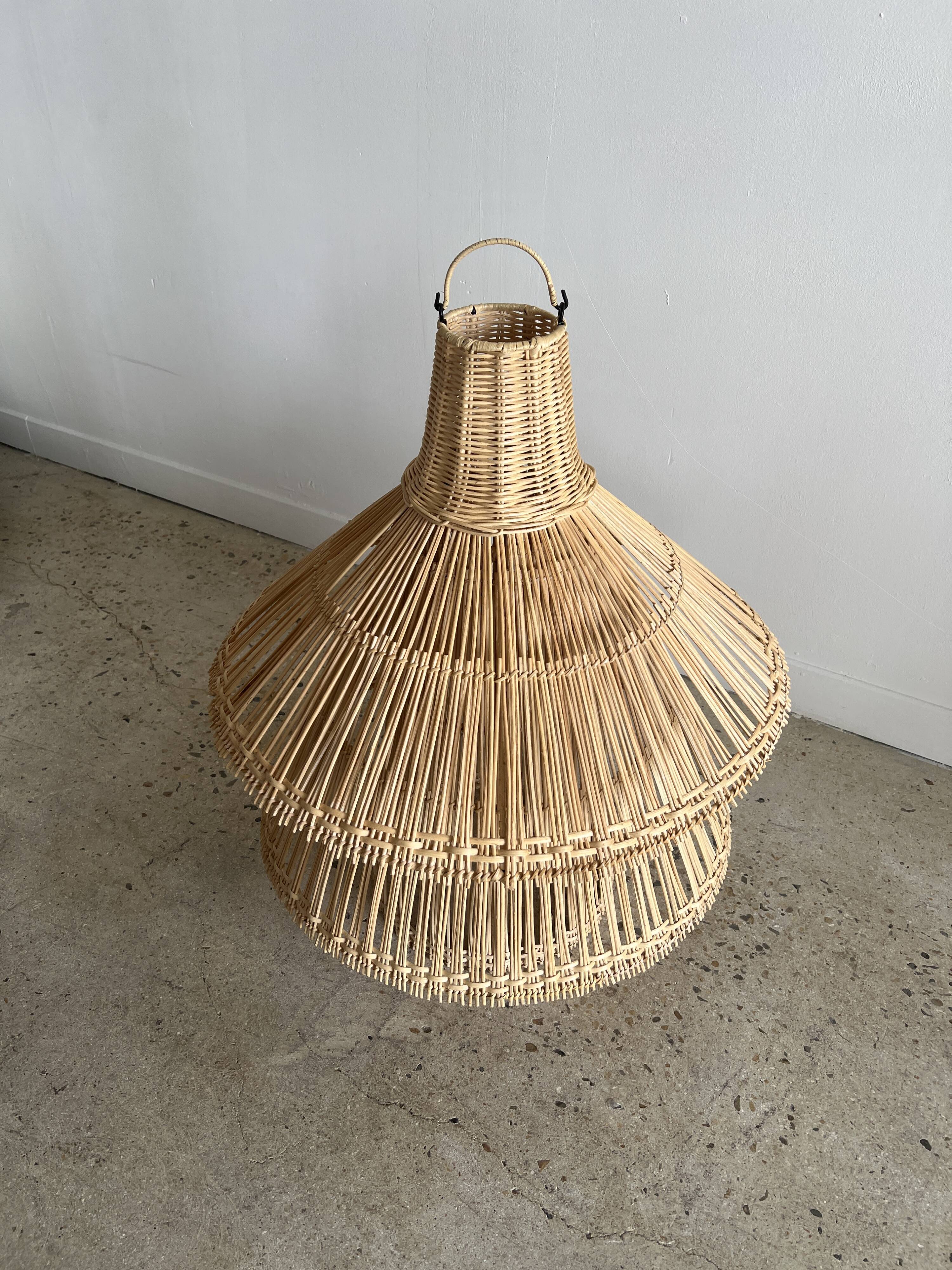 Rattan pendant lamp or light in the shape of an Asian lantern