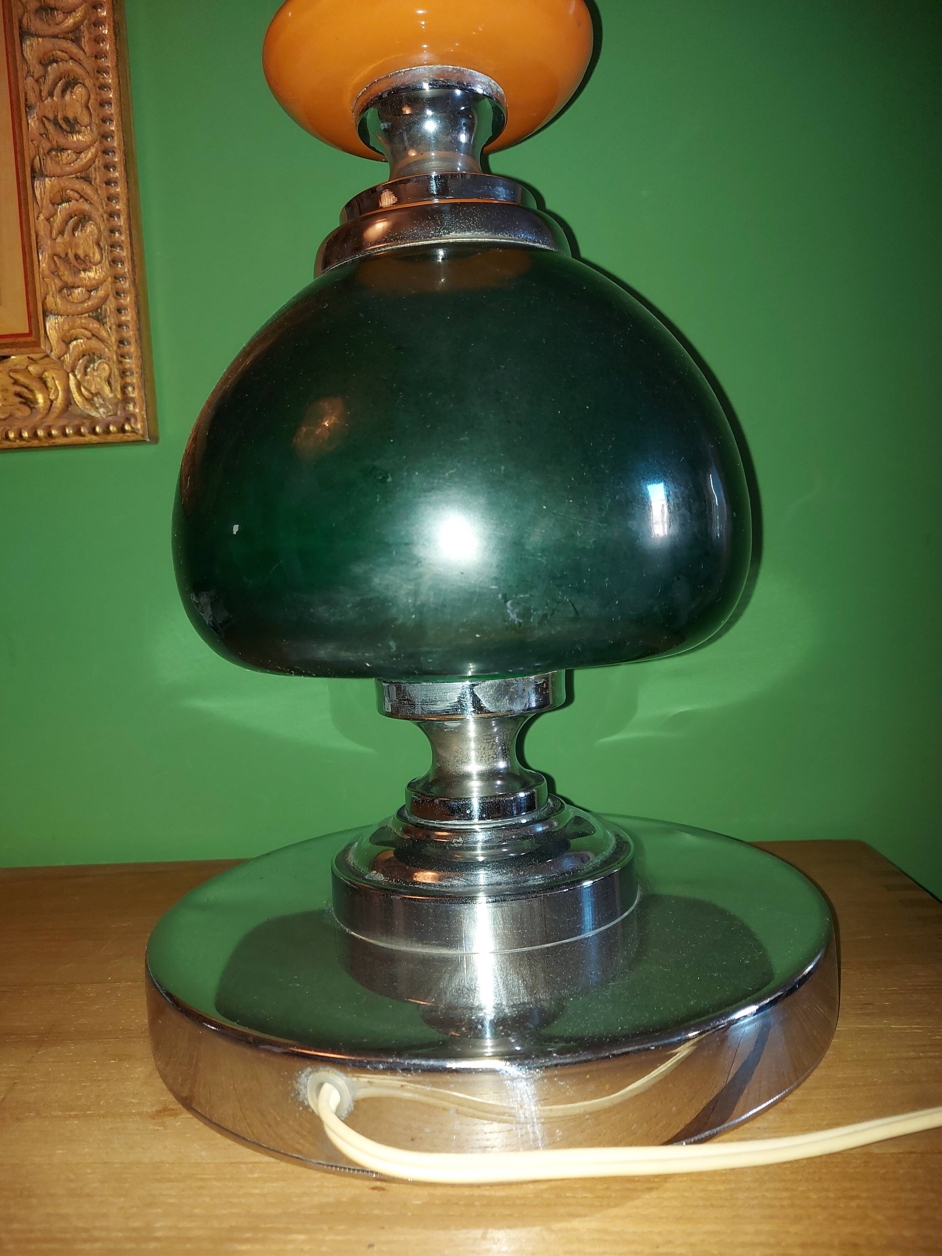 Large vintage 70'S lamp in aluminum and metal