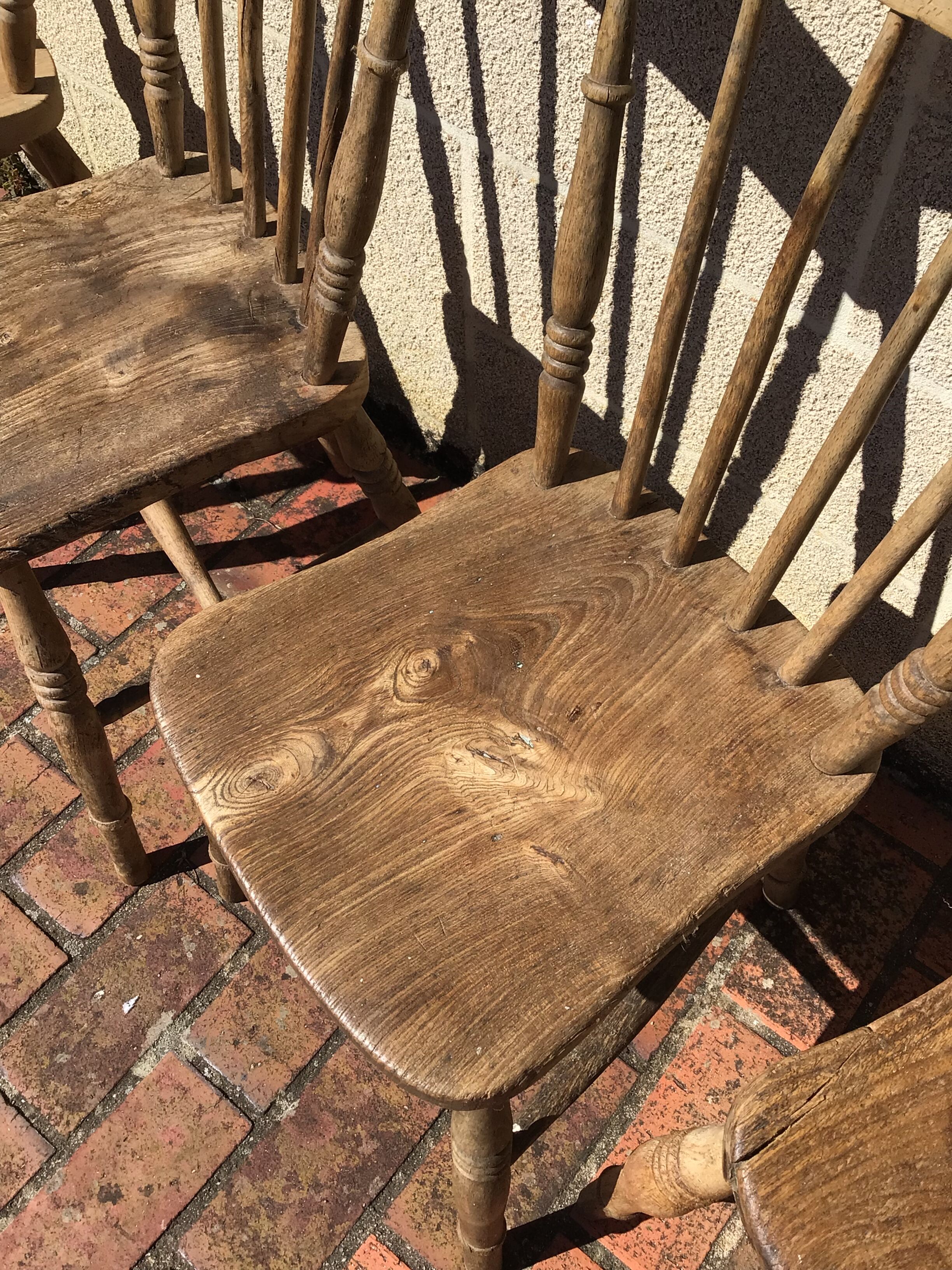 Series of 4 Western chairs in solid oak