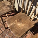 Series of 4 Western chairs in solid oak