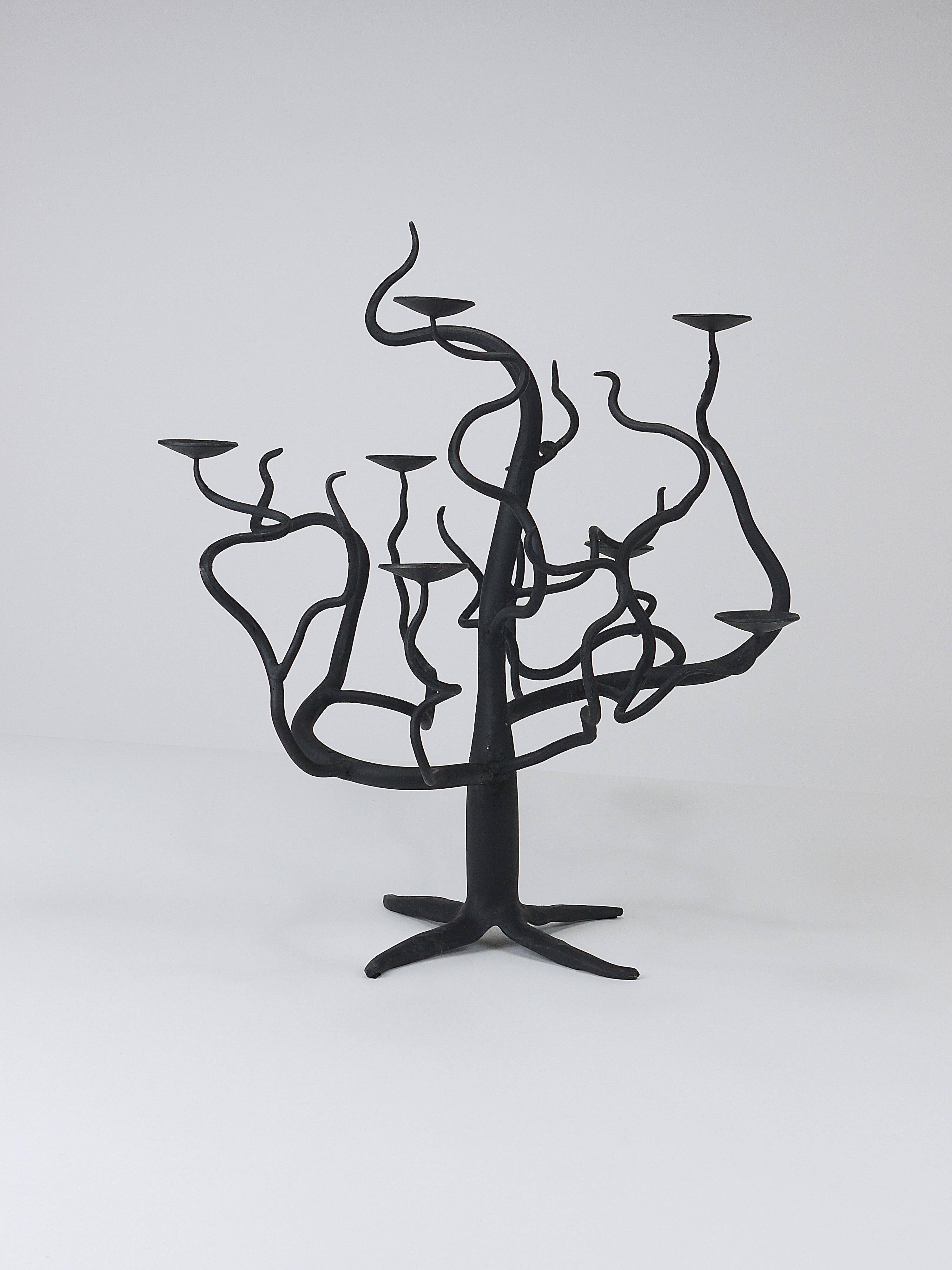 Brutalist Sculptural Chandelier Tree of Life Hand-Forged, 1970s