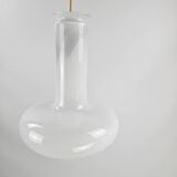 Pair of vintage Danish "Blues" opal glass pendant lamps by Sidse Werner for Holmegaaard, 1980s