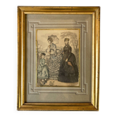 Cadre ancien avec page illustrée du journal "Magasin des demoiselles", Paris, 1865