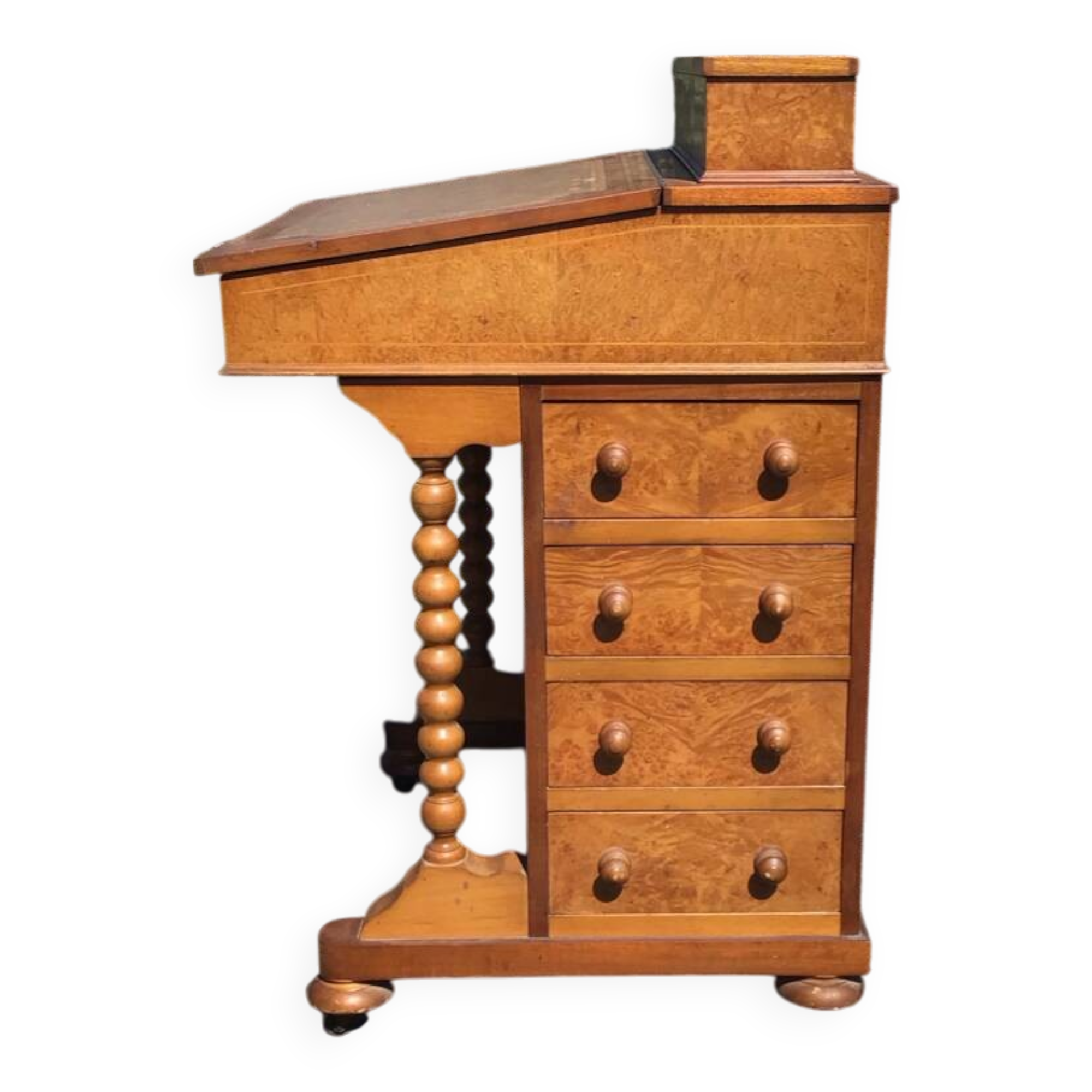 Davenport writing desk in fruitwood and burl veneer
