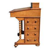 Davenport writing desk in fruitwood and burl veneer.