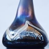 Erwin Eisch Hutte Vase Vintage Black Iridescent Blue-violet 35cm