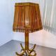 Large Louis Sognot French bamboo & rattan table lamp, France, 1960s