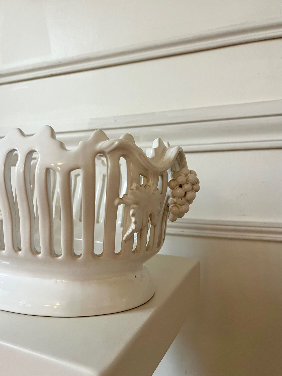 Handmade openwork ceramic fruit bowl